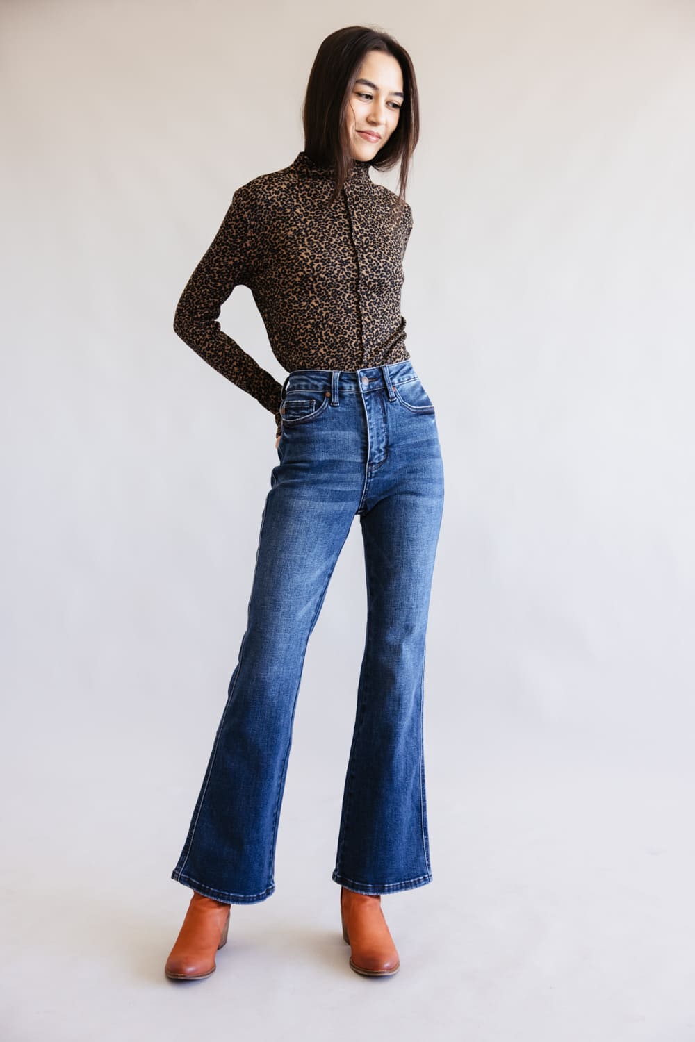 Judy Blue High Rise Tummy Control Bootcut Short Jeans for Women | 881062REG-SHORT