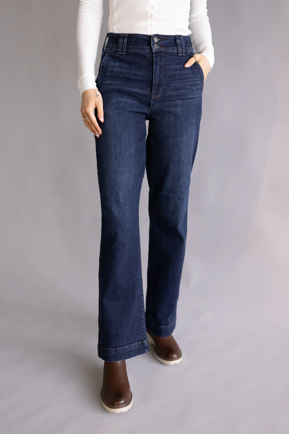 Judy Blue Penny High Rise Trouser Wide Leg Jeans for Women | 82678REG-SHORT