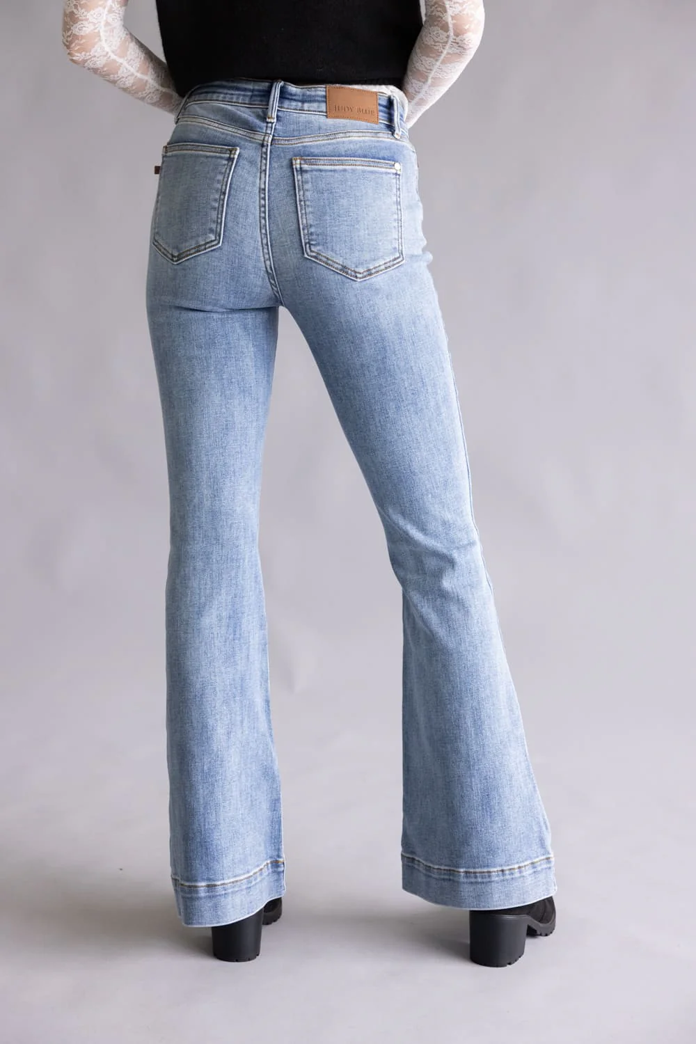 Judy Blue Mid-Rise Trouser Flare Jeans for Women | 82676REG - Image 4