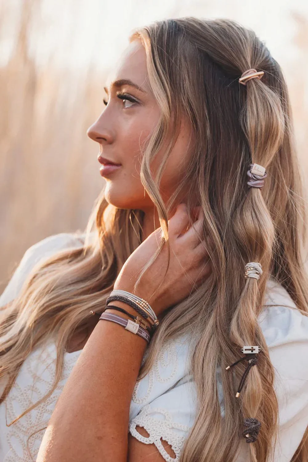 K’lani Bloom Medium Hair Tie Bracelets in Mauve | KL-664682-M - Image 2