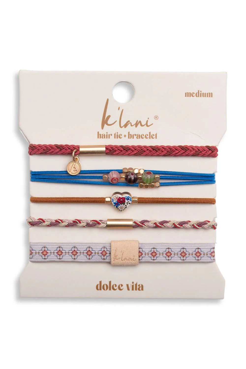 K’lani Dolce Vita Medium Hair Tie Bracelets in Red | KL-140668-M