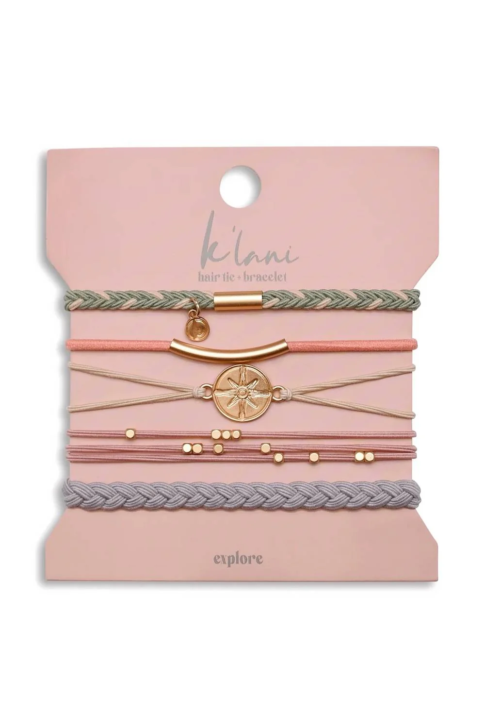 K’lani Explore Medium Hair Tie Bracelets in Peach | KL-589375-M