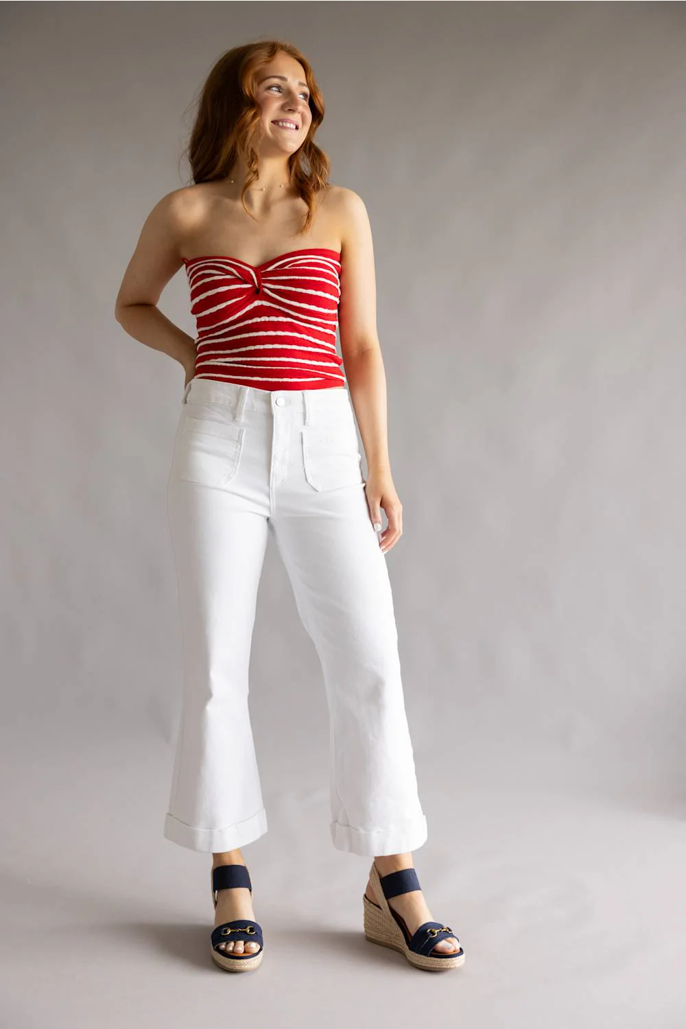 KanCan High Rise Cropped Flare Jeans for Women in White | KC78026WT - Image 2