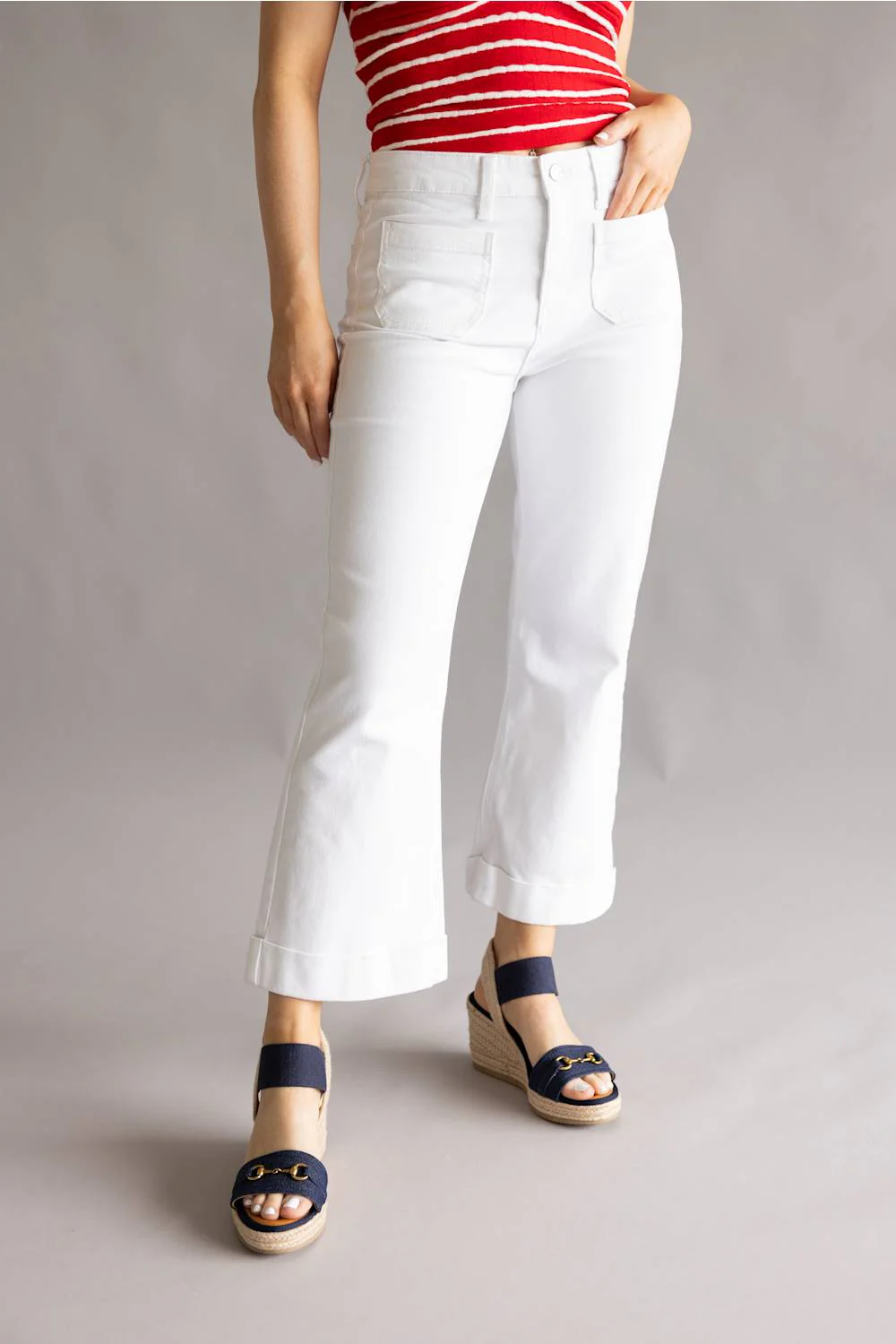 KanCan High Rise Cropped Flare Jeans for Women in White | KC78026WT - Image 5