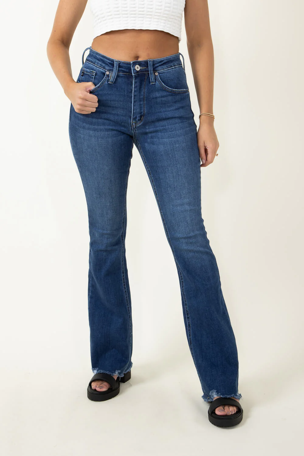 KanCan Brenda High Rise Distress Hem Bootcut Jeans for Women | KC11259D - Image 2