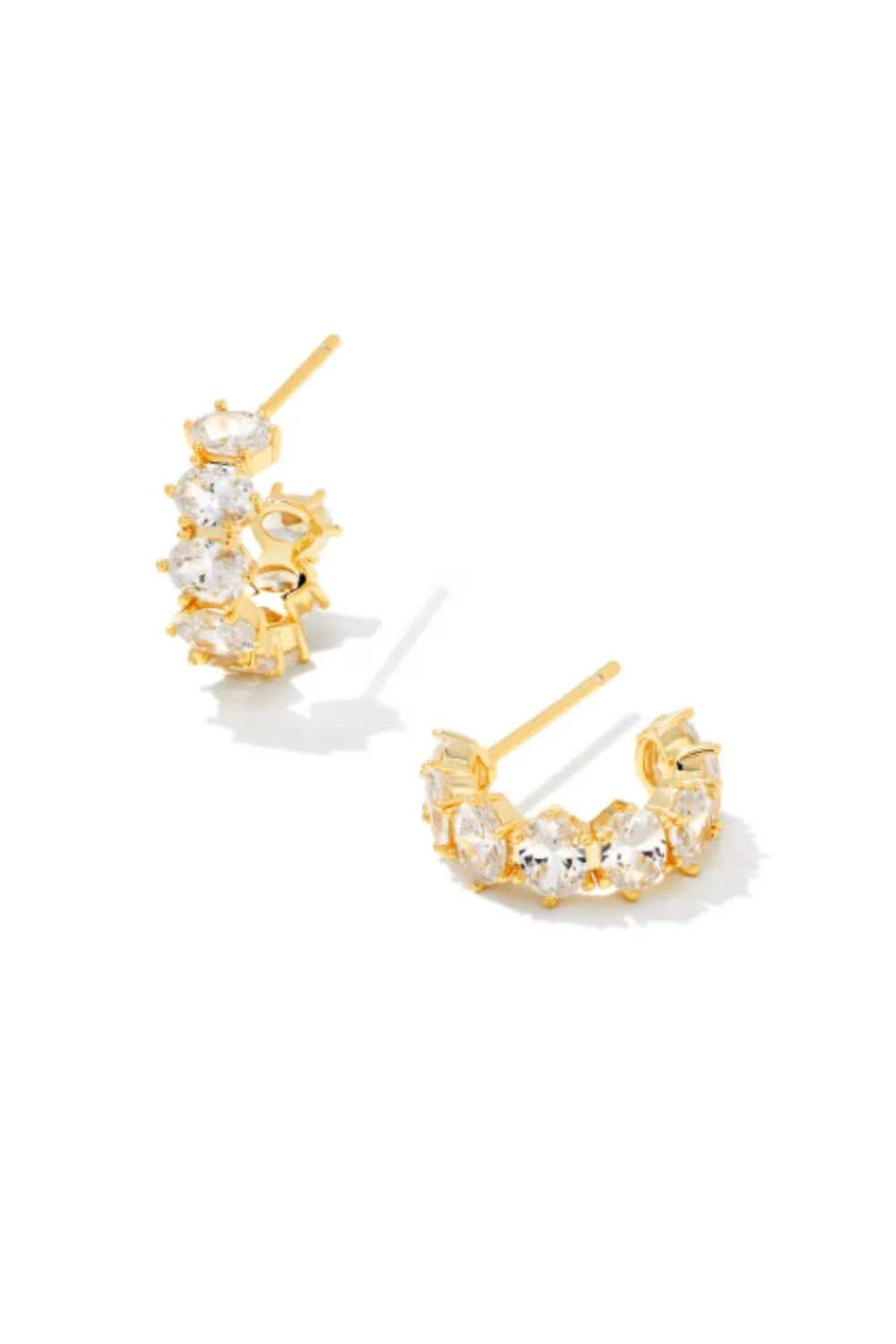 Kendra Scott Cailin Gold Huggie Earrings in White CZ  | 9608803467