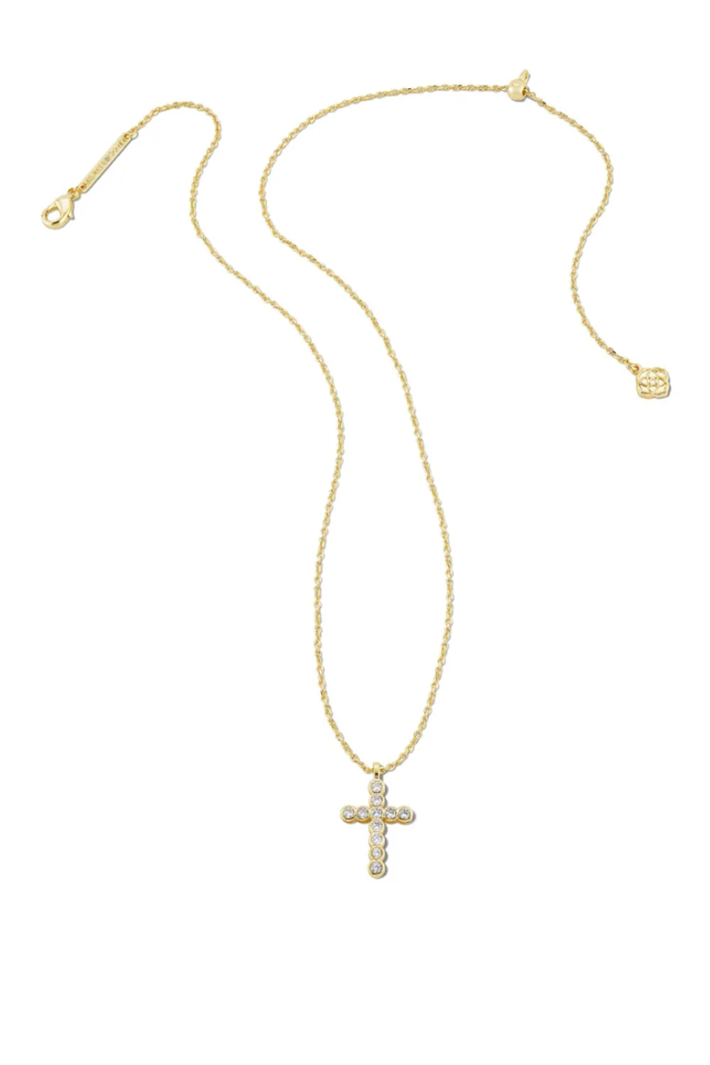 Kendra Scott Cross Gold Pendant Necklace in White Crystal | 9608851402