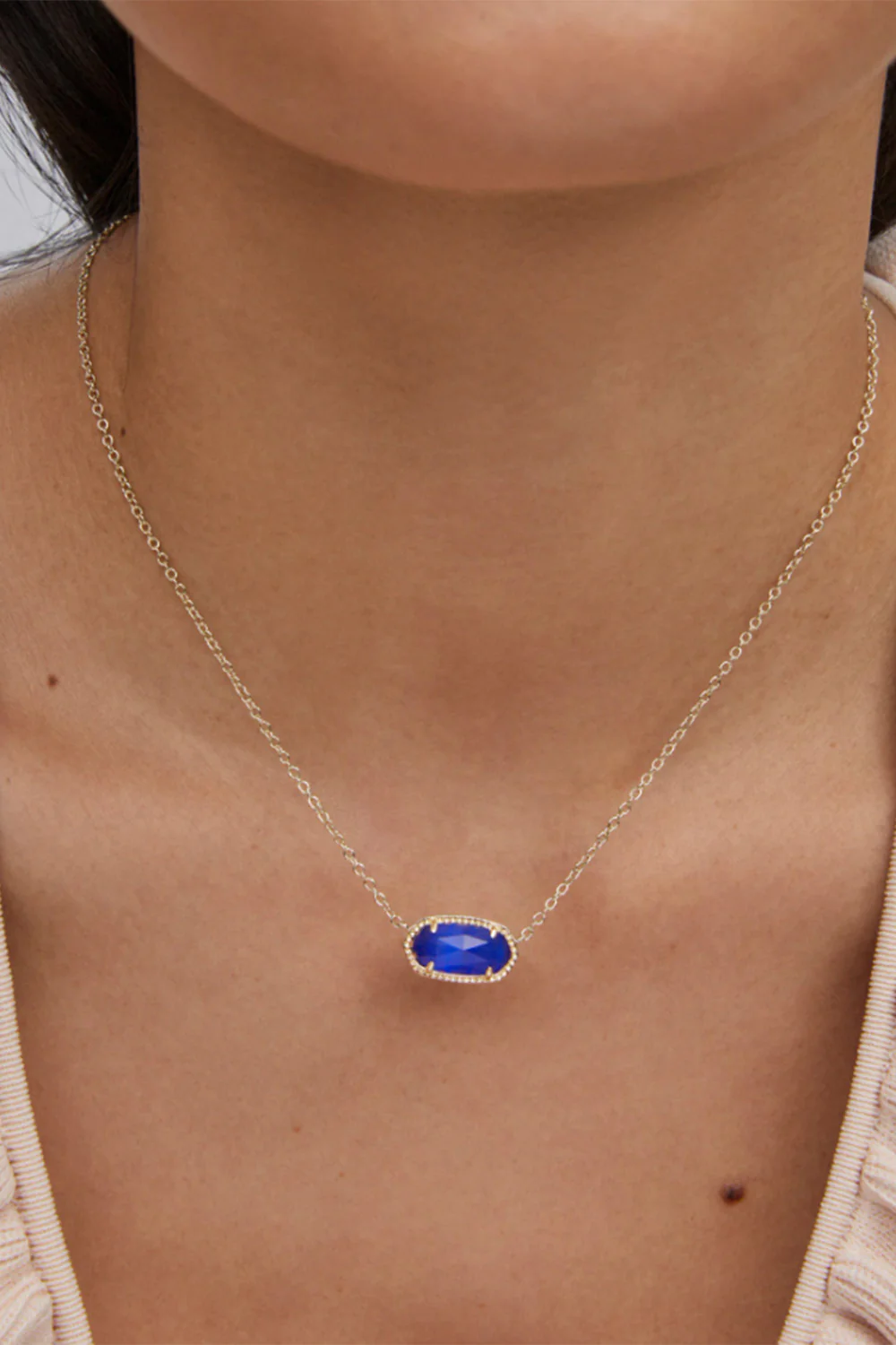 Kendra Scott Elisa Gold Pendant Necklace in Cobalt Cat’s Eye | 4217713811 - Image 2