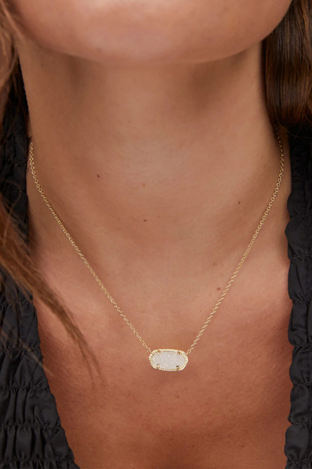 Kendra Scott Elisa Gold Short Pendant Necklace in Iridescent Drusy | 4217709208