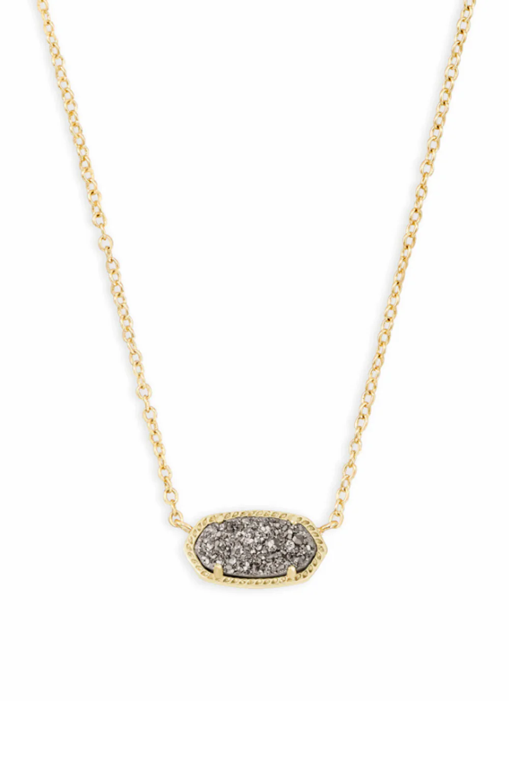 Kendra Scott Elisa Gold Short Pendant Necklace in Platinum Drusy | 4217710682