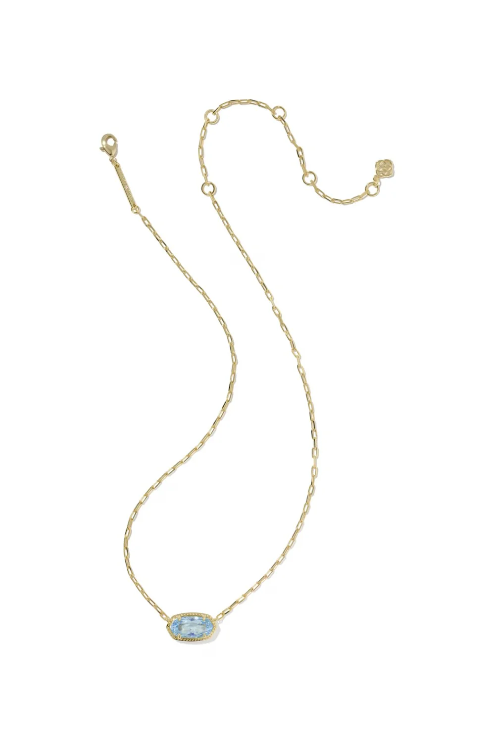 Kendra Scott Elisa Luxe Gold Short Pendant Necklace in Light Blue CZ | 9608890942 - Image 2