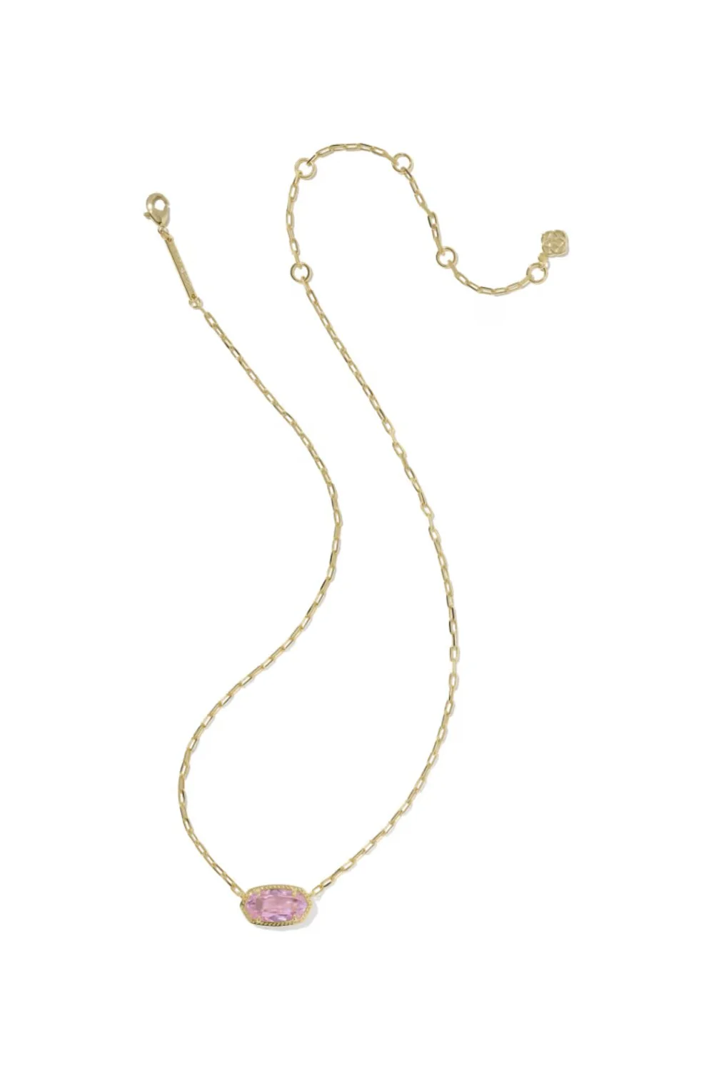 Kendra Scott Elisa Luxe Gold Short Pendant Necklace in Light Pink CZ | 9608890087 - Image 3