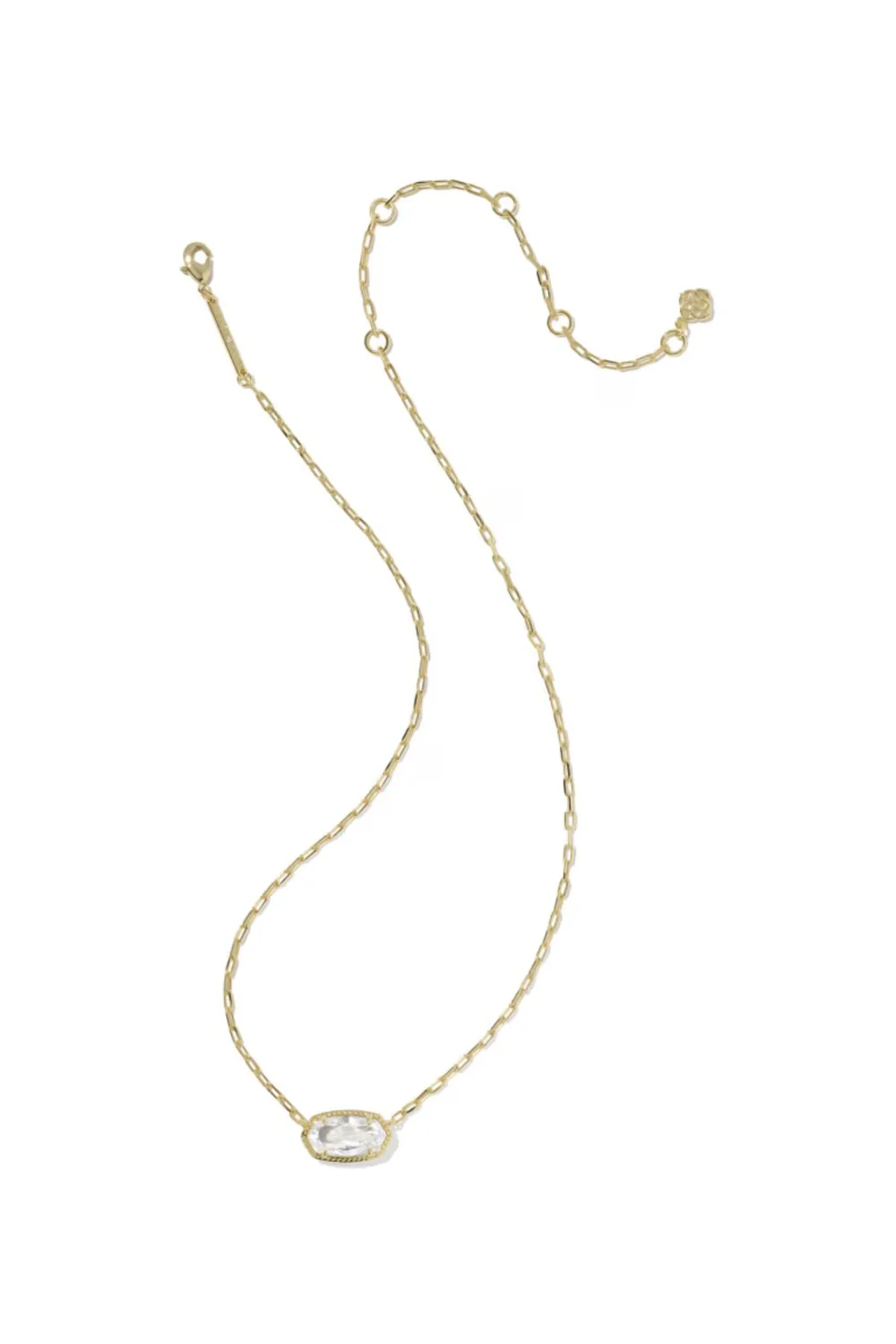 Kendra Scott Elisa Luxe Gold Short Pendant Necklace in White CZ | 9608890997 - Image 2