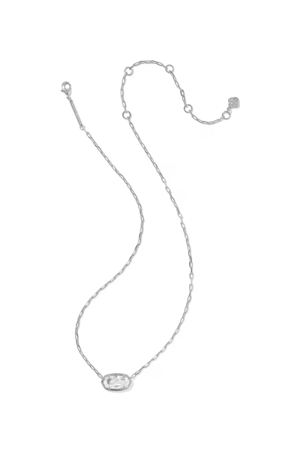 Kendra Scott Elisa Luxe Silver Short Pendant Necklace in White CZ | 9608890798 - Image 2