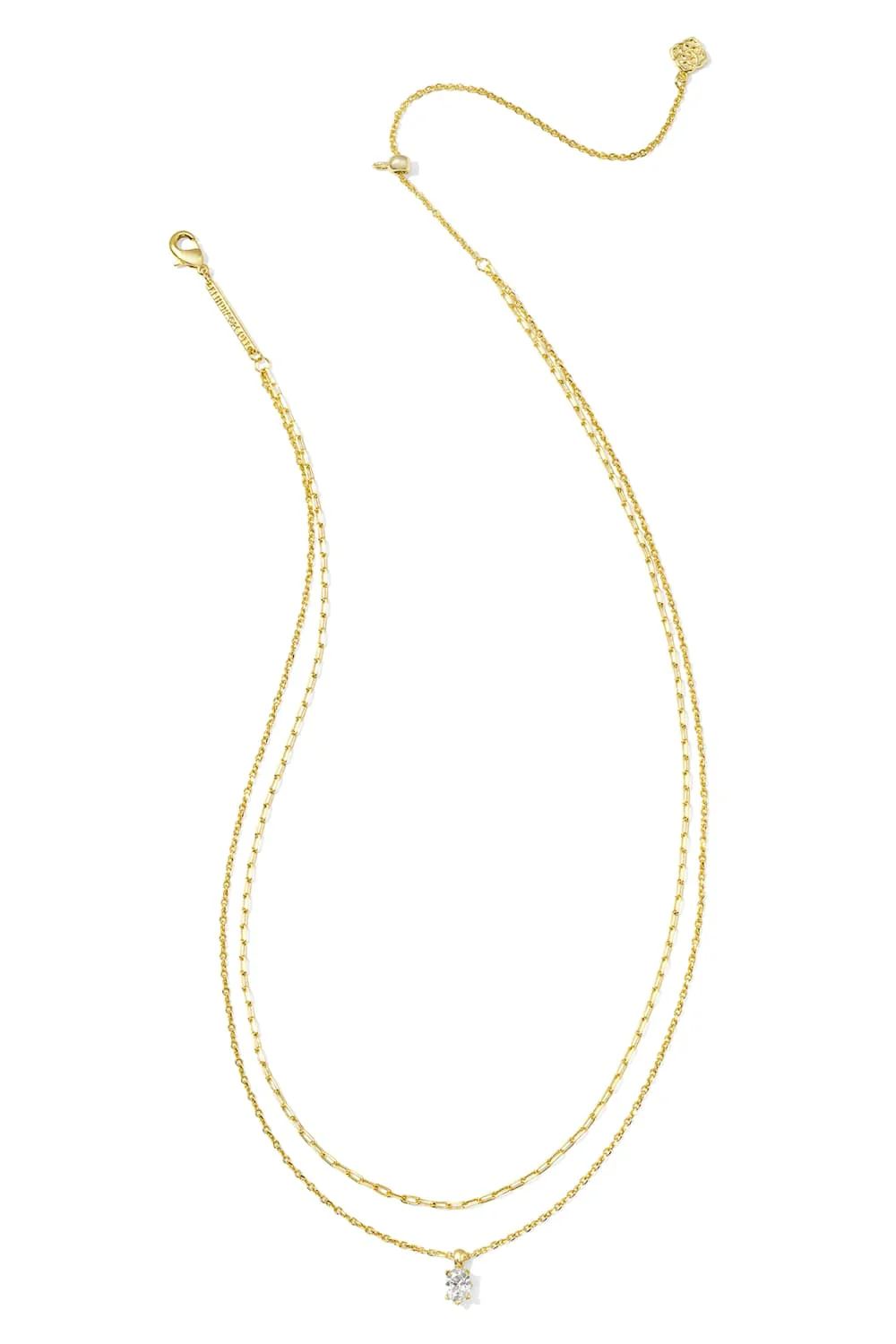Kendra Scott Gold Cailin Multi Strand Necklace for Women in White Crystal | 9608871067