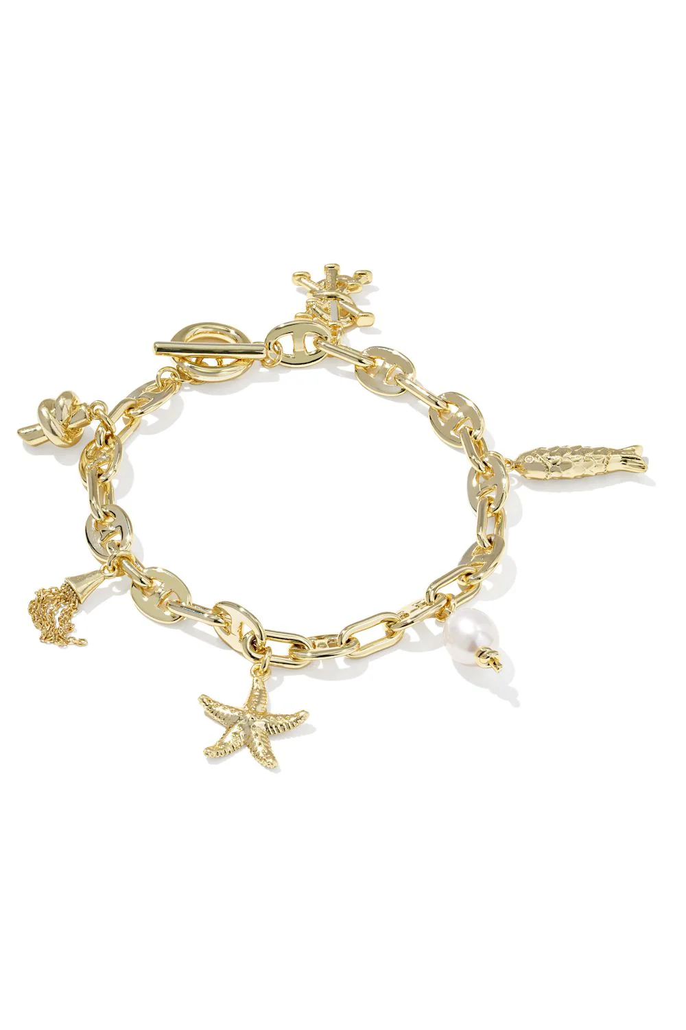 Kendra Scott Gold Parker Charm Bracelet in Freshwater Pearl | 9608894022