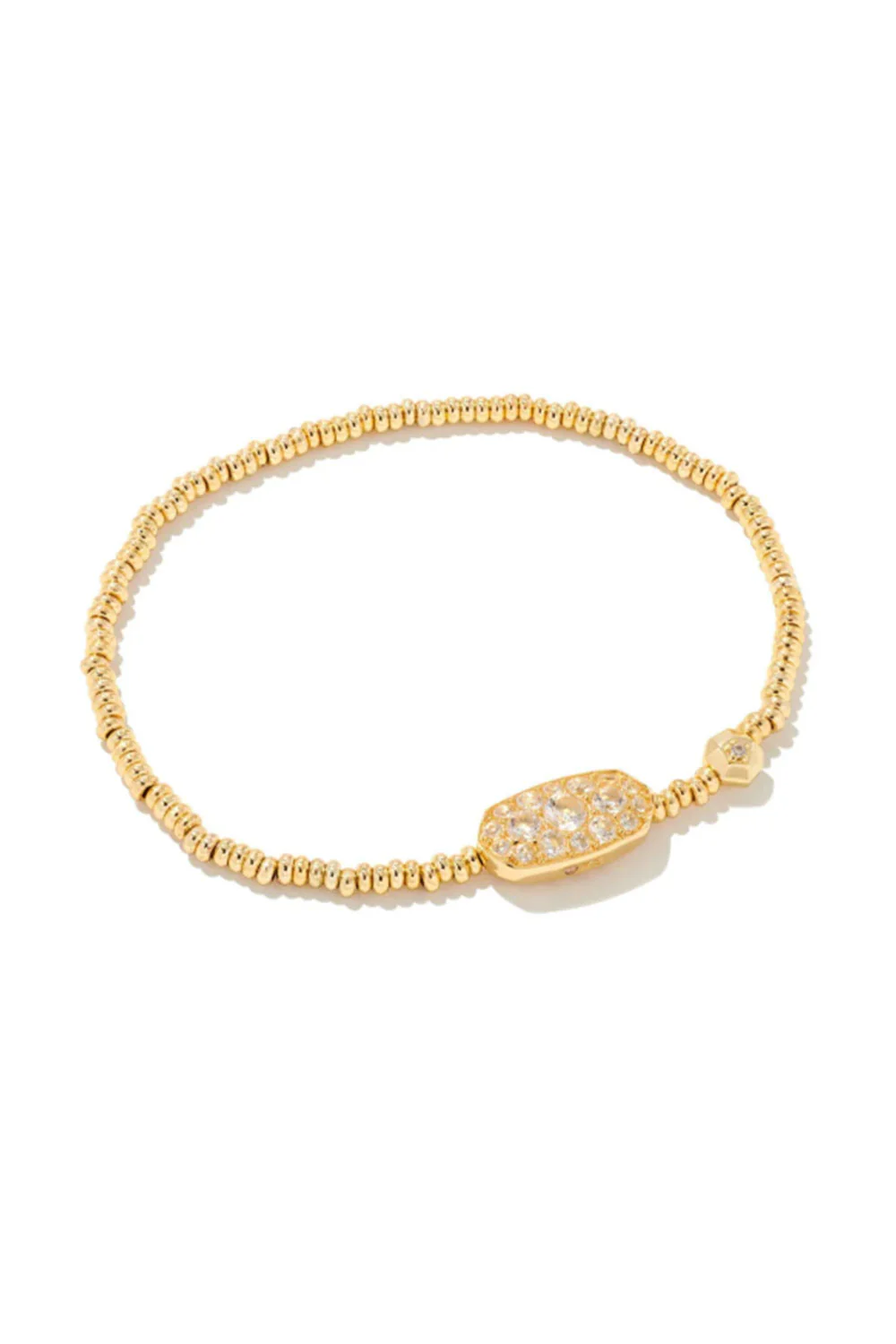 Kendra Scott Grayson Gold Stretch Bracelet in White Crystal | 9608802928 - Image 2