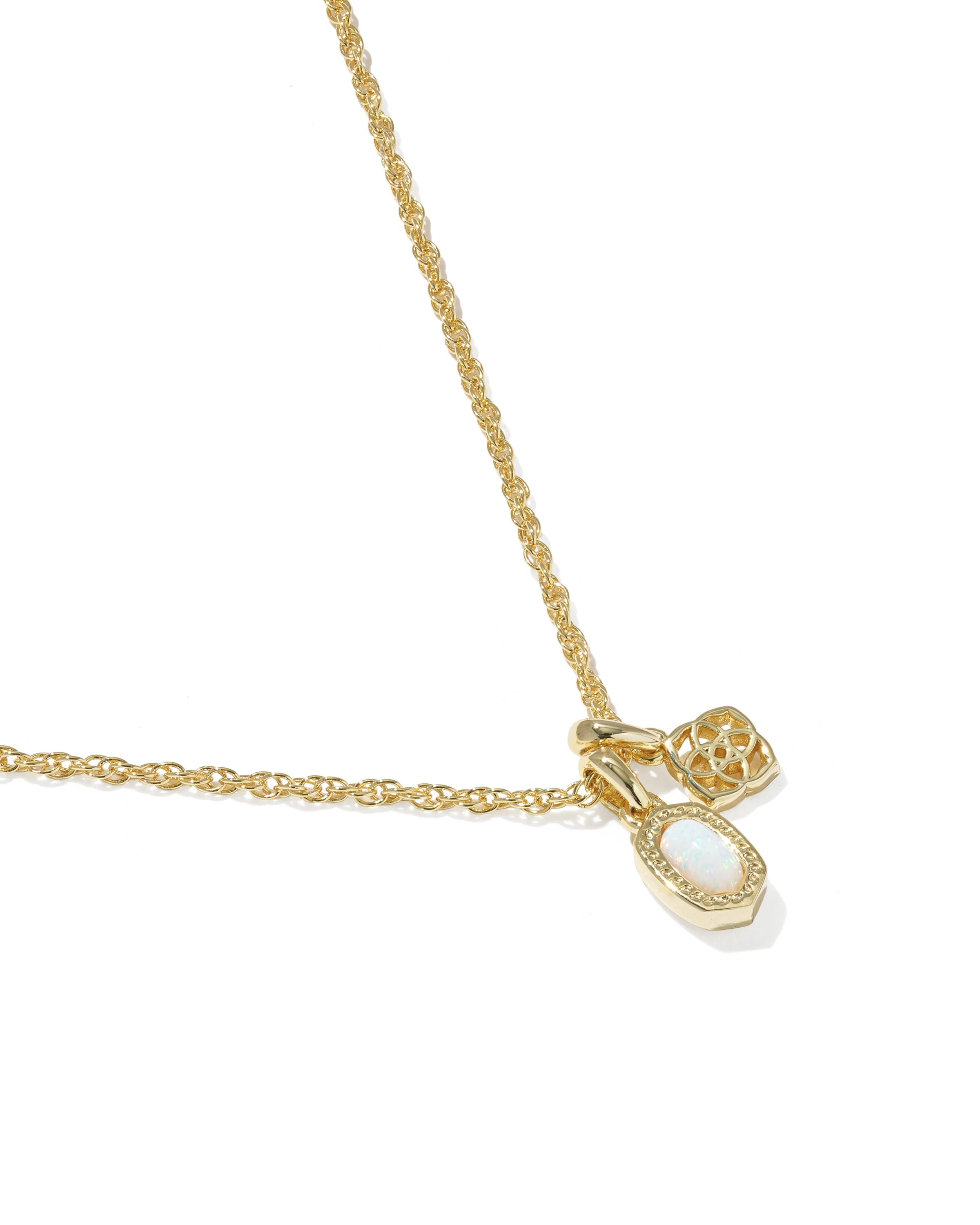Kendra Scott Mini Elisa Dira Gold Necklace in White Opal | 9608894018 - Image 3