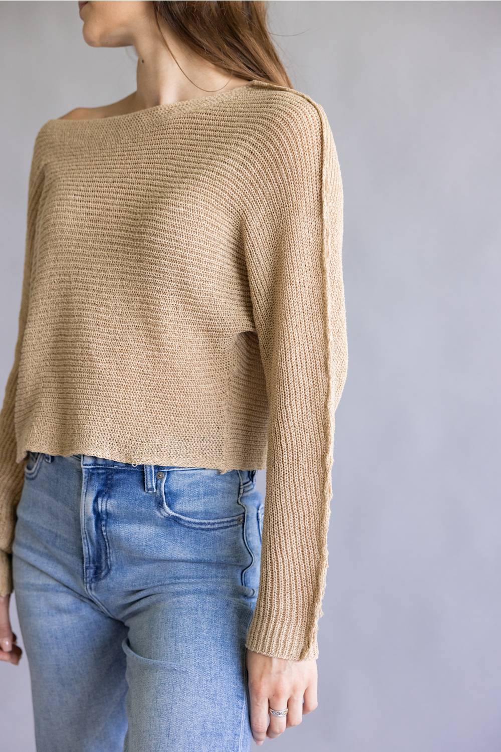 La Miel Off the Shoulder Sweater for Women in Crumb Cake | JD3608-CRUMBCAKE - Image 2