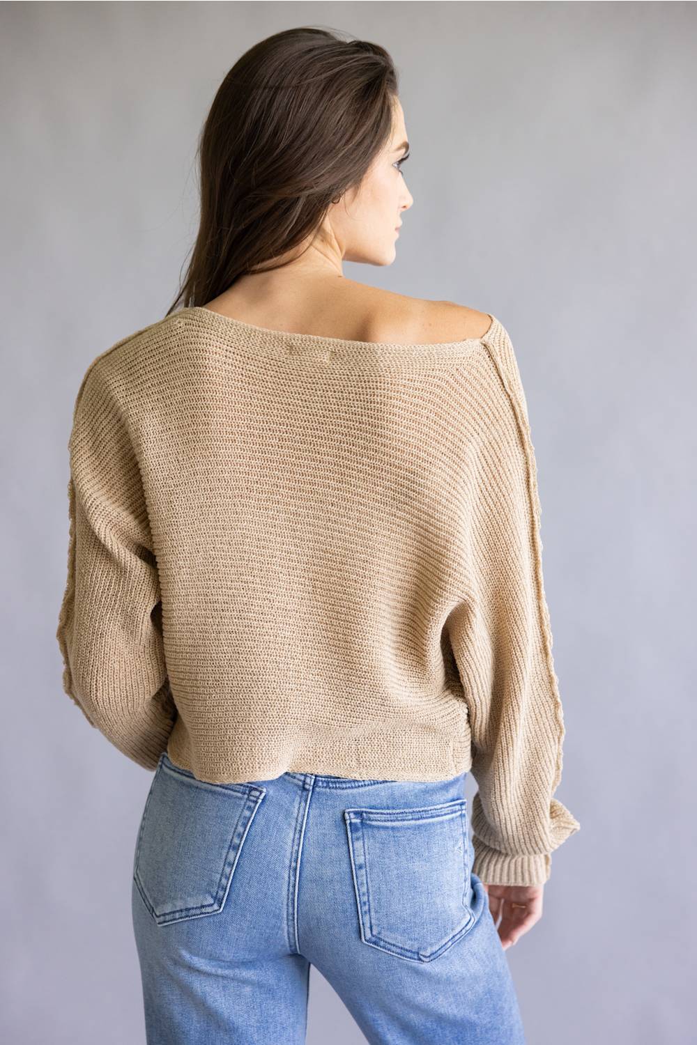 La Miel Off the Shoulder Sweater for Women in Crumb Cake | JD3608-CRUMBCAKE - Image 3