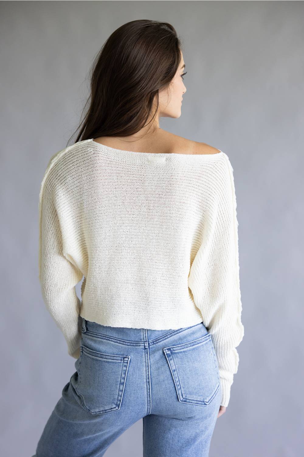 La Miel Off the Shoulder Sweater for Women in Milk | JDS3608-MILK - Image 2