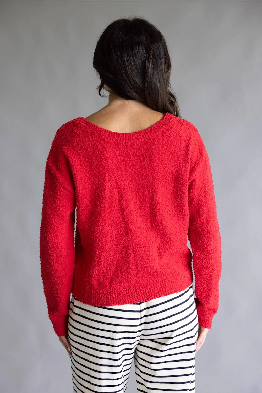 La Miel Reversible V-Neck Sweater for Women in Deep Red | JDS3605-DEEPRED - Image 4