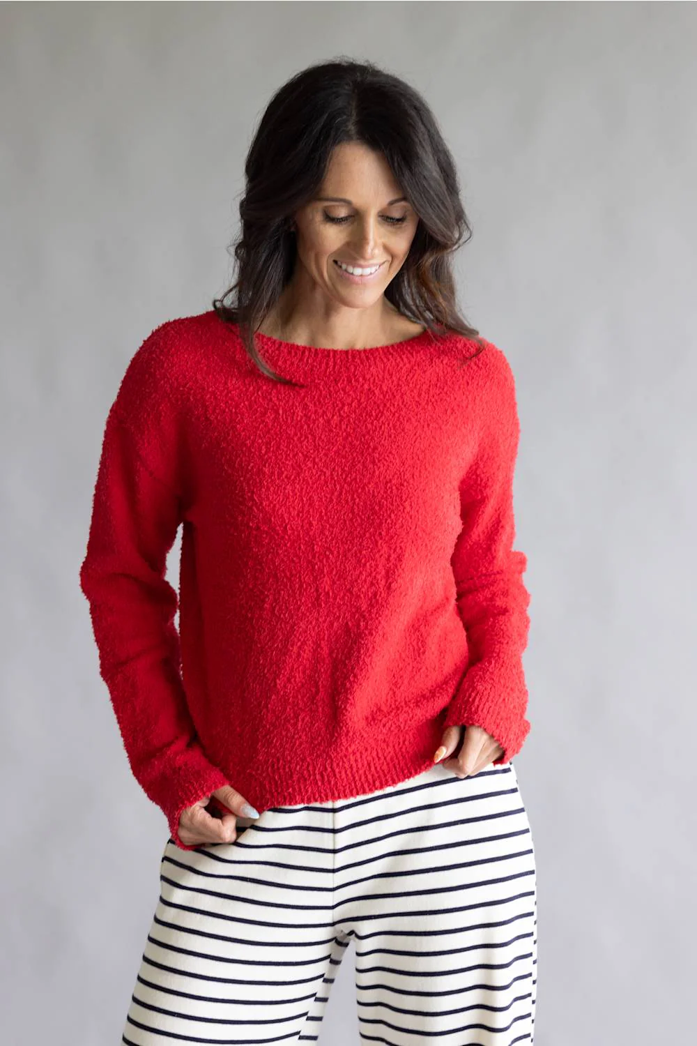La Miel Reversible V-Neck Sweater for Women in Deep Red | JDS3605-DEEPRED - Image 5