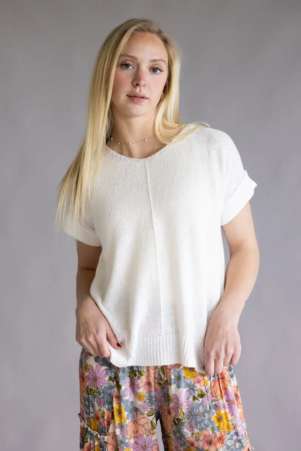 La Miel V-Neck Short Sleeve Sweater for Women