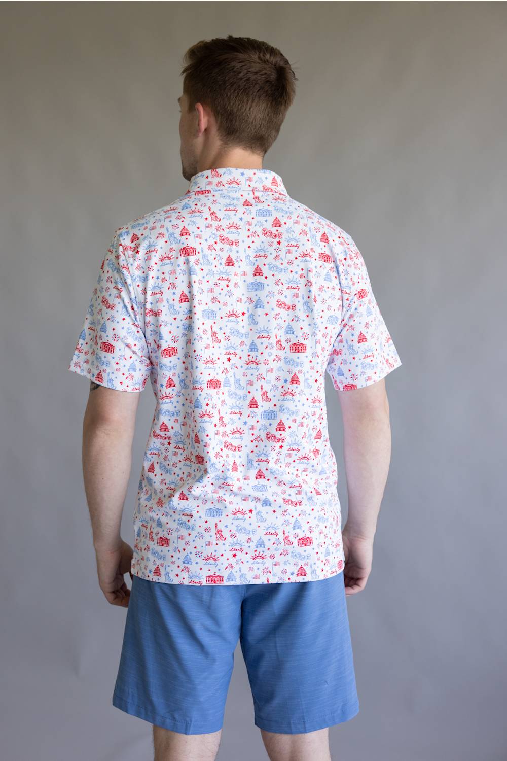 Lady Liberty Printed Polo for Men in White | BB471-WHITE - Image 4