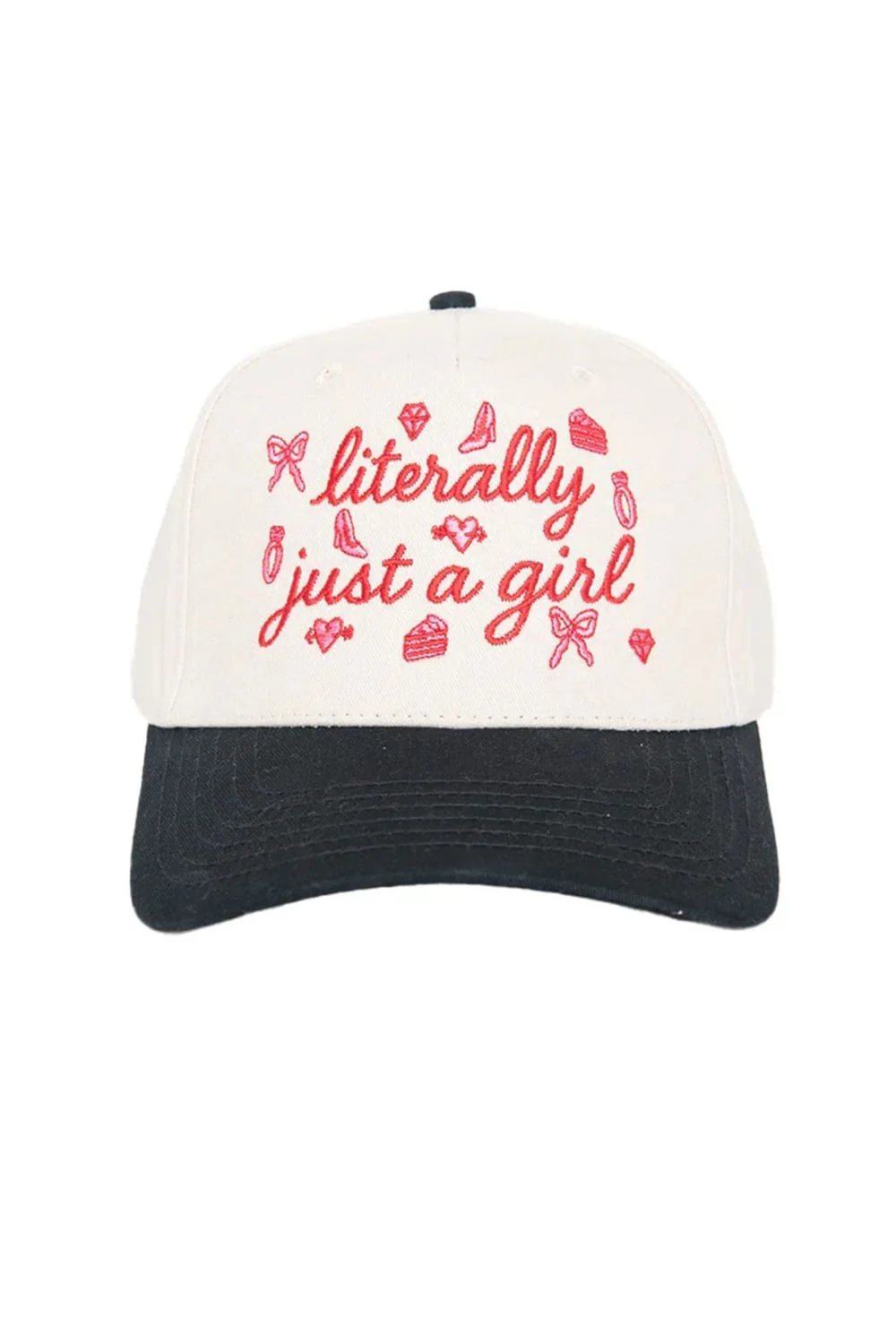 Literally Just A Girl Trucker Hat for Women in Black/Tan | KDC-BC-1179-BLK-TAN