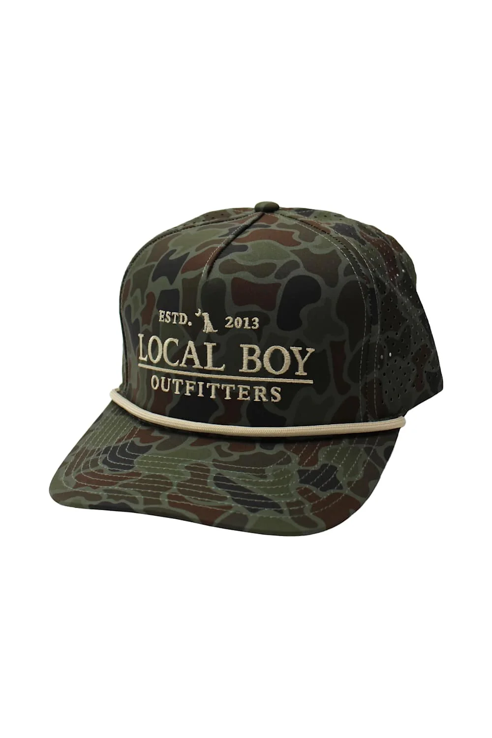 Local Boy Outfitters Perforated Rope Hat for Men in Green Camo | L3000446-LCO CAMO