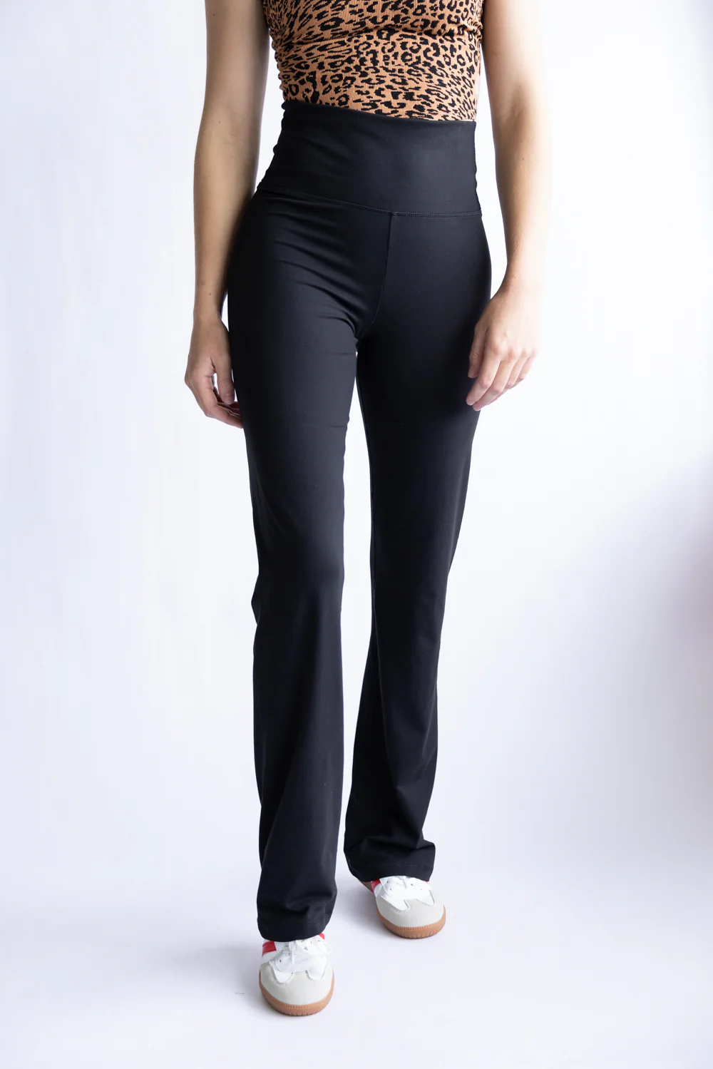 Love Tree Extra High Waisted Bootcut Leggings for Women in Black | 6941PN-BLACK
