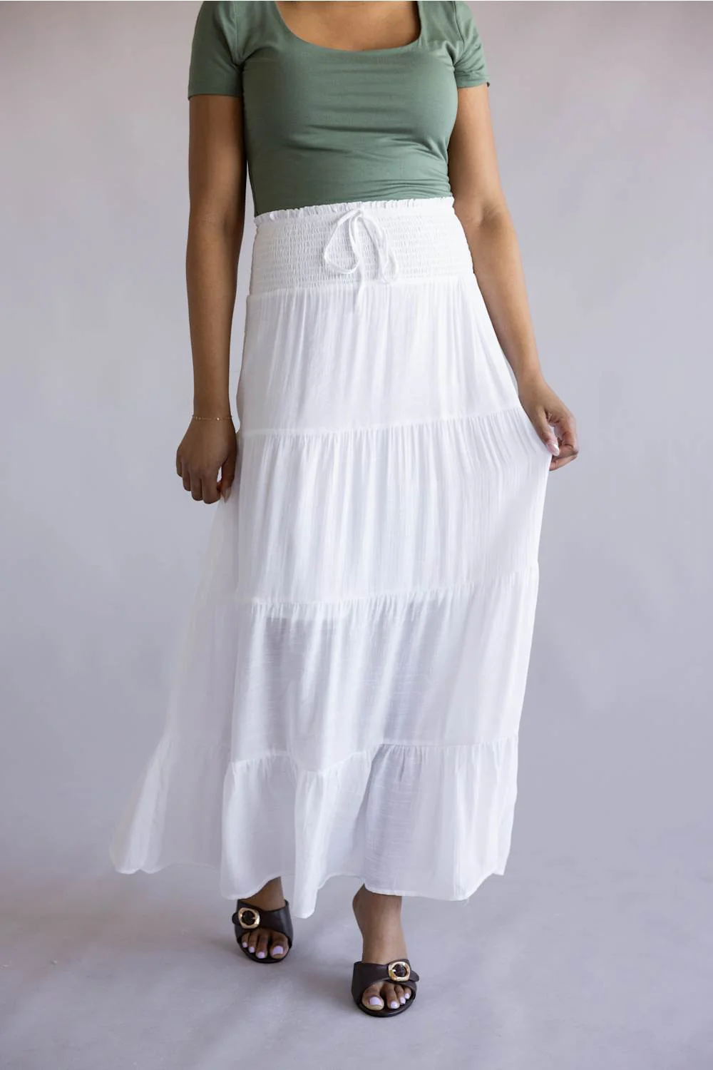 Love Tree Tiered Tie Waist Maxi Skirt for Women - Image 2