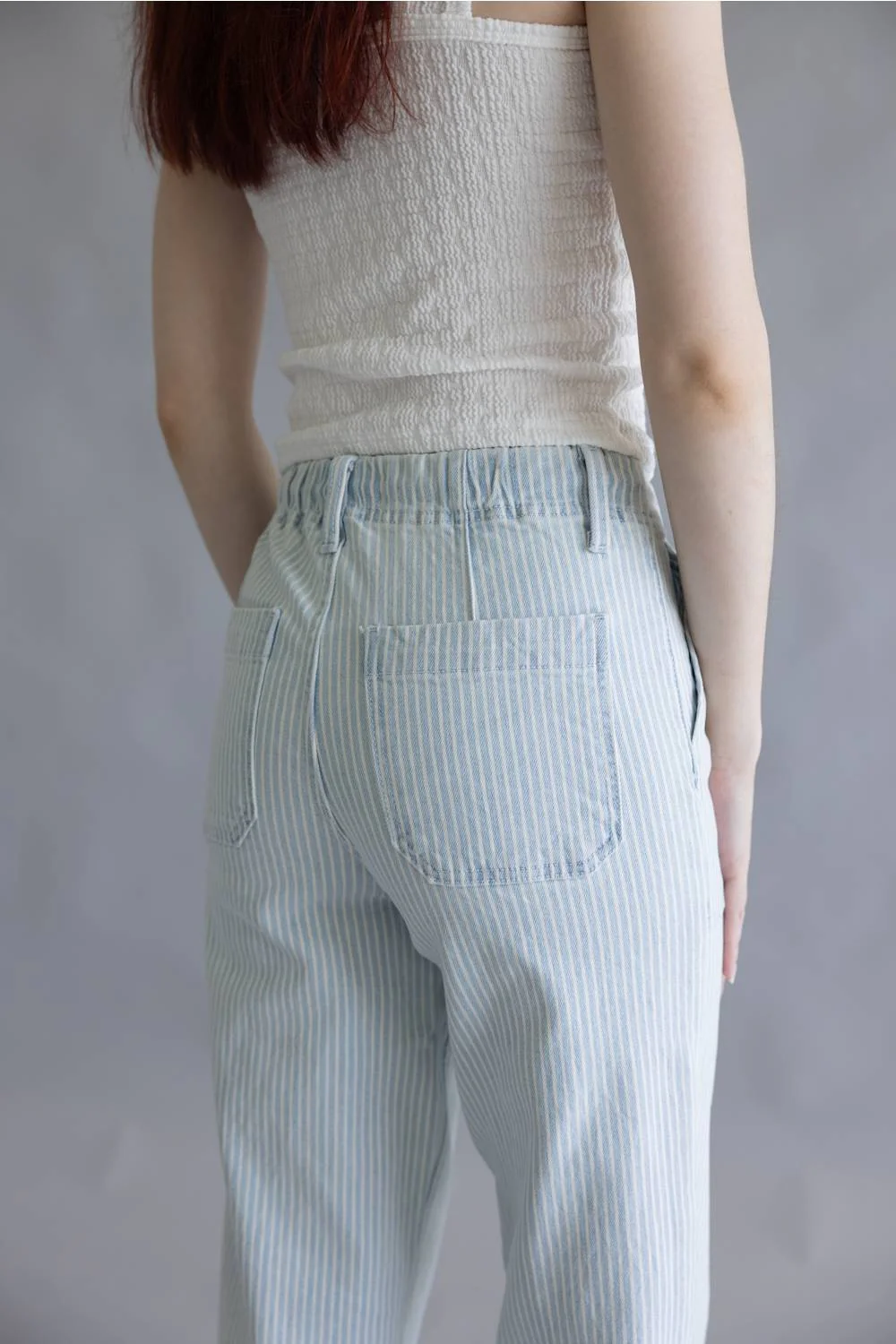 Lovervet by Vervet Striped High Rise Drawstring Wide Leg Jeans for Women | LV2262STR - Image 5