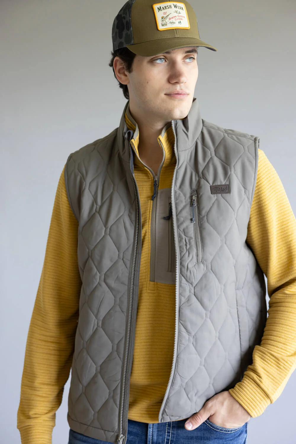 Marsh Wear Barnwell Puff Vest for Men in Rock | MWJ16-ROCK