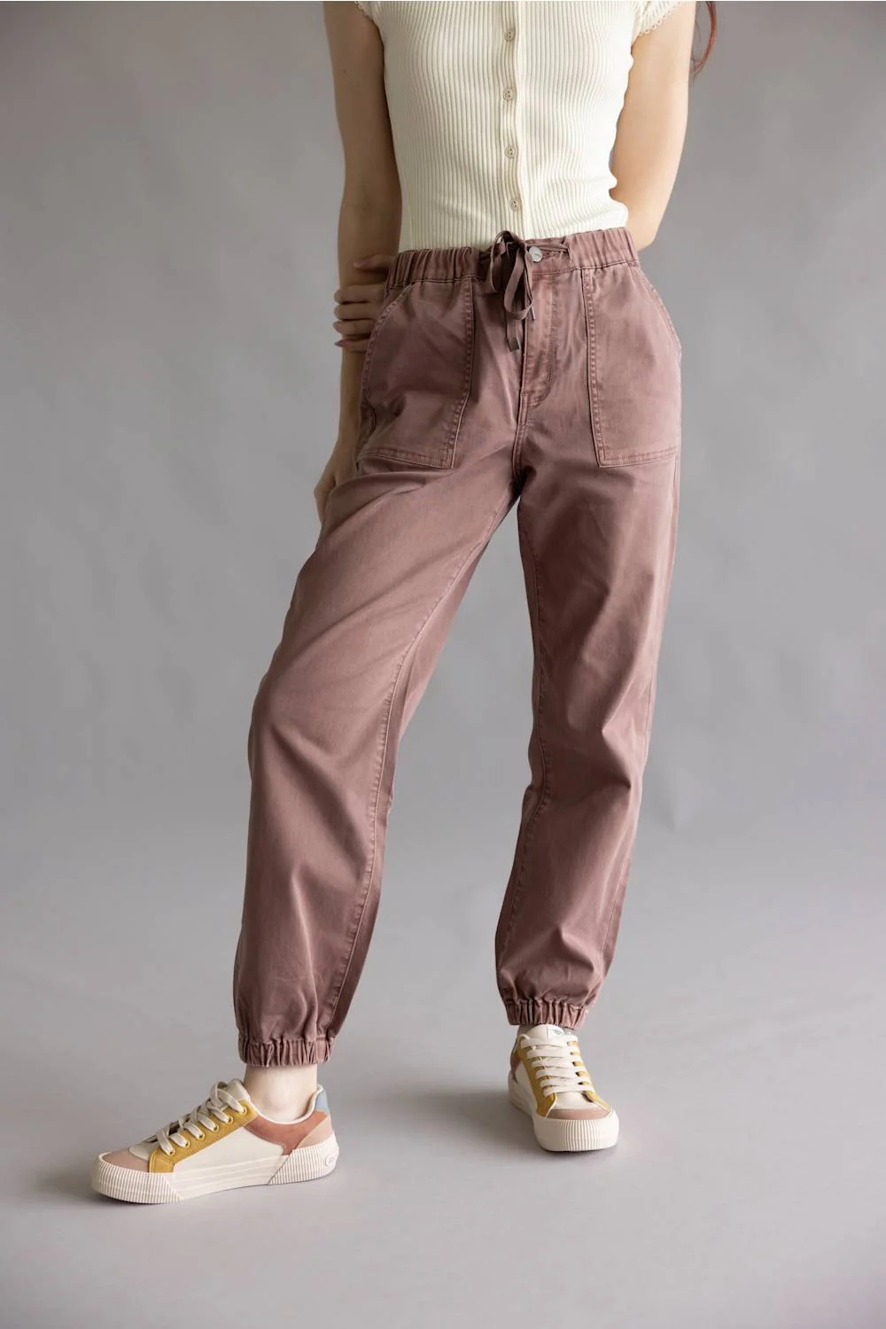 Mica Cropped Jogger Pants for Women in Brown | MDP-G3164AG-HRBROWN - Image 5