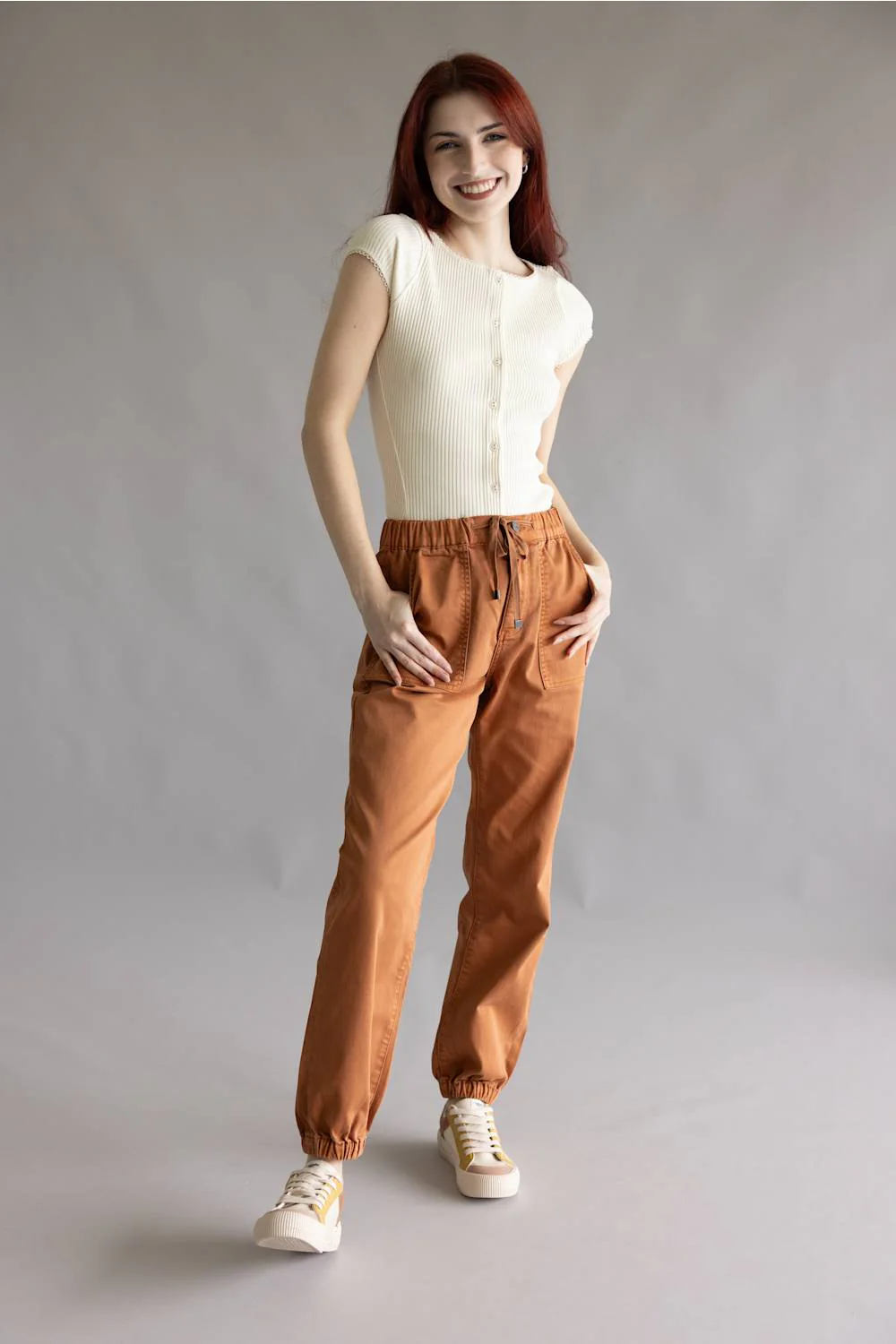 Mica Cropped Jogger Pants for Women in Clay | MDP-G3164AG-HRCLAY - Image 2