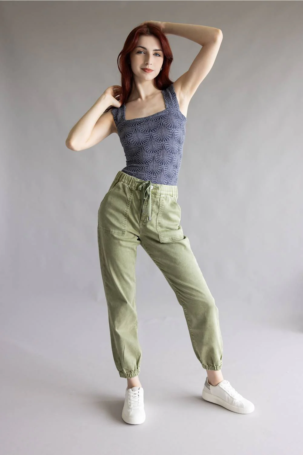 Mica Cropped Jogger Pants for Women in Olive | MDP-G3164AG-HROLIVE - Image 2