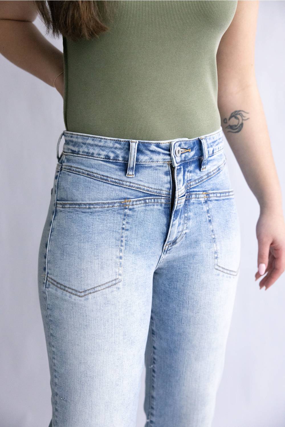 Mica High Rise Front Yoke Straight Crop Jeans for Women | MDP-T3916A - Image 2