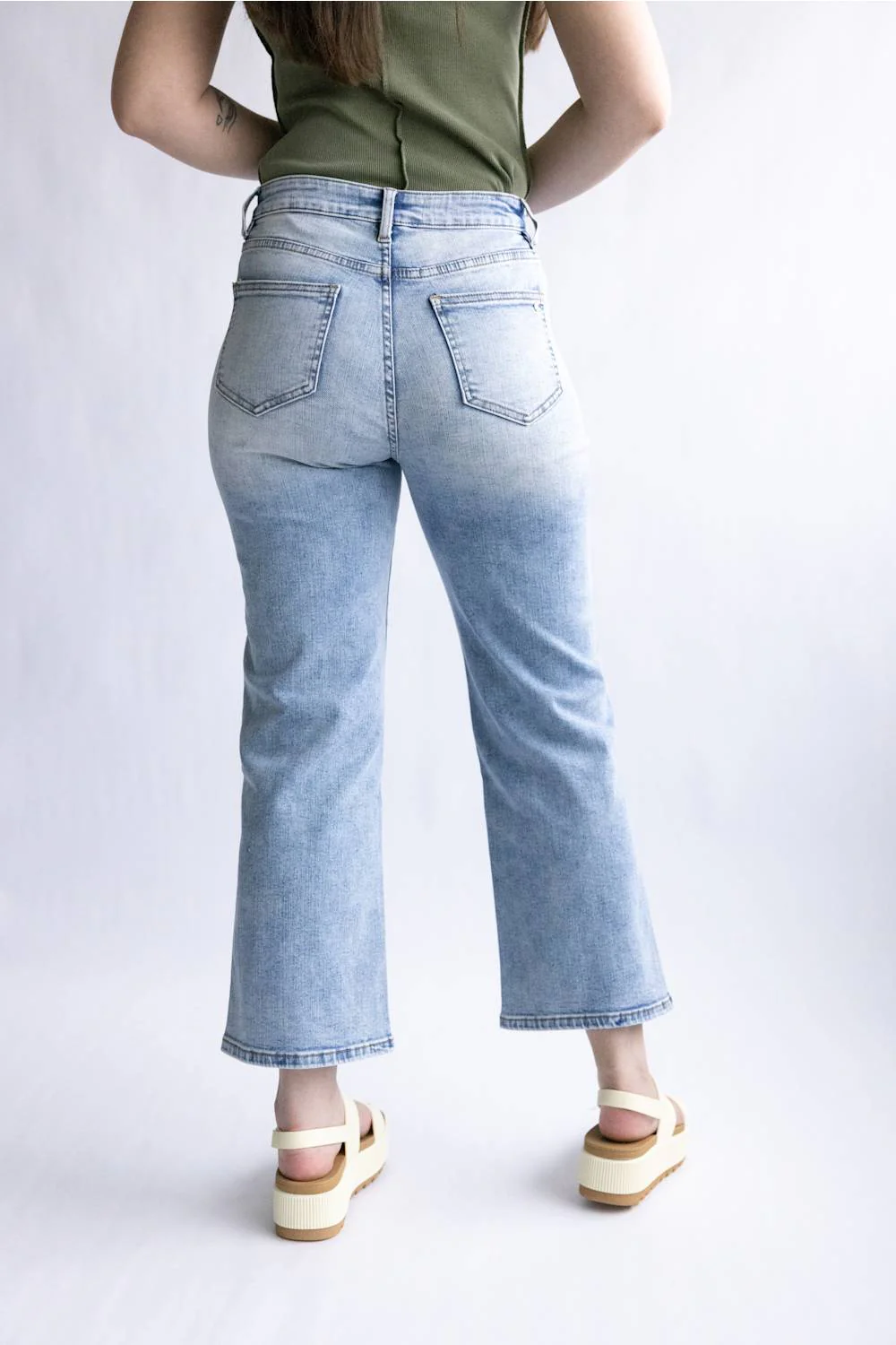 Mica High Rise Front Yoke Straight Crop Jeans for Women | MDP-T3916A - Image 3