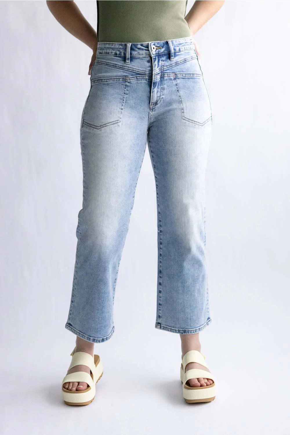 Mica High Rise Front Yoke Straight Crop Jeans for Women | MDP-T3916A - Image 4