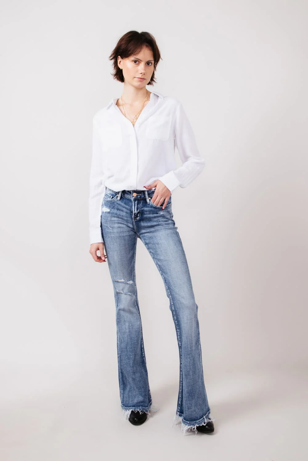 Mica Mid Rise Super Flare Jeans for Women | MDP-F3124M - Image 2