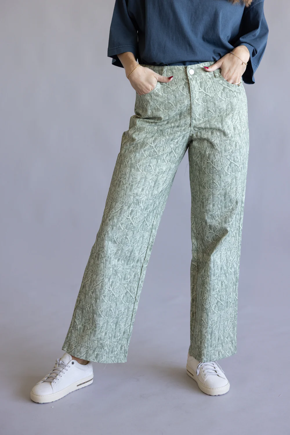 LeLis Mid-Rise Wide Leg Pants for Women in Sage Camo | IP5560-5-SAGECAMO