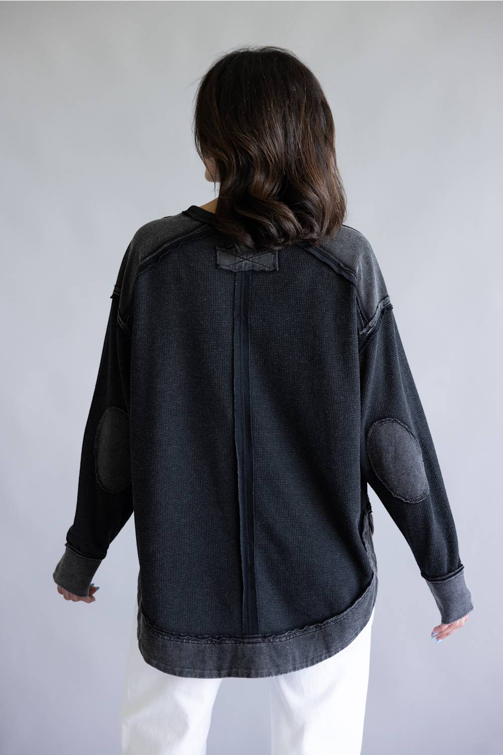 Mineral Wash Knit Top for Women in Black | NT12234-BLACK - Image 3