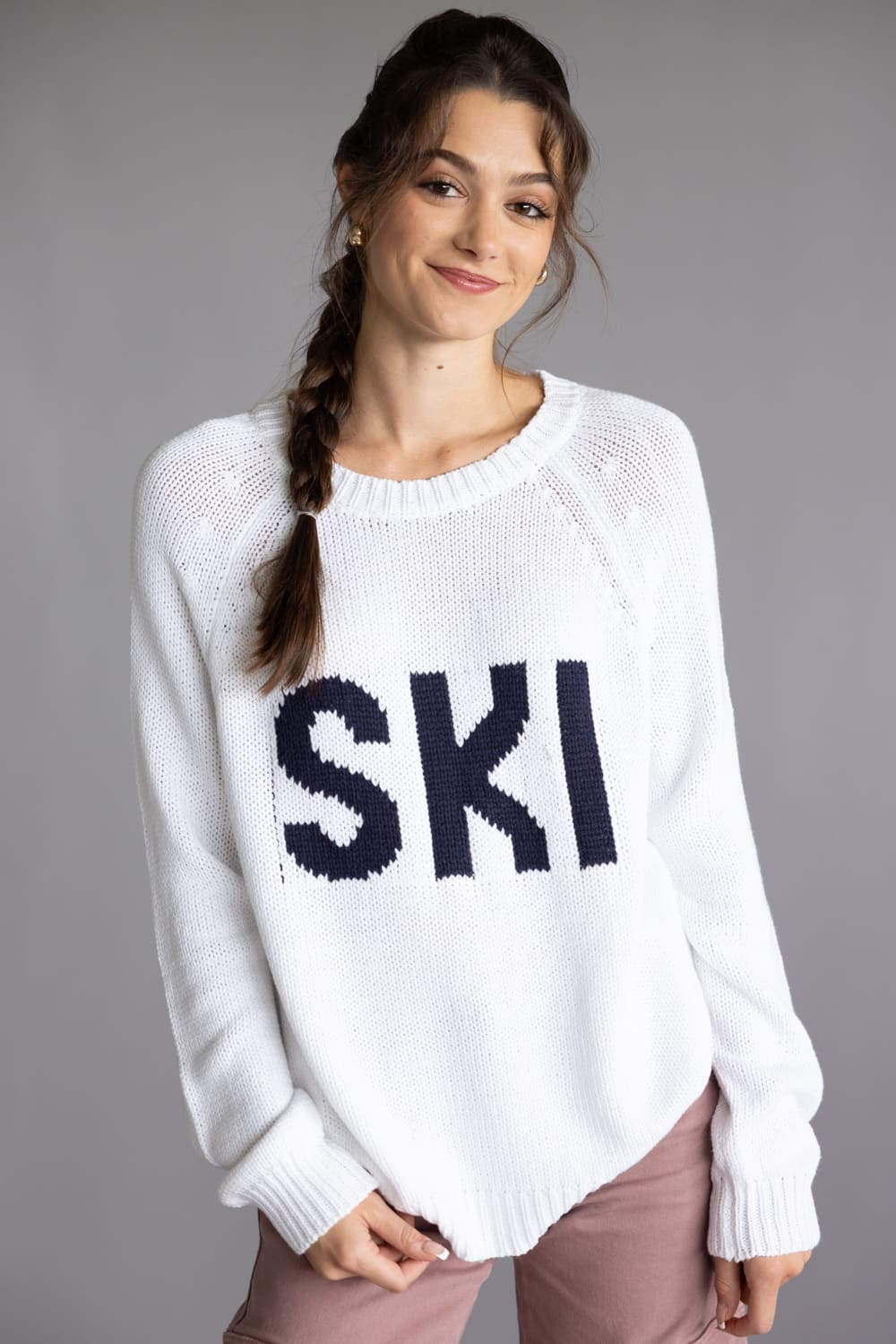Miracle Ski Sweater for Women in White | W8414-WHITENAVY
