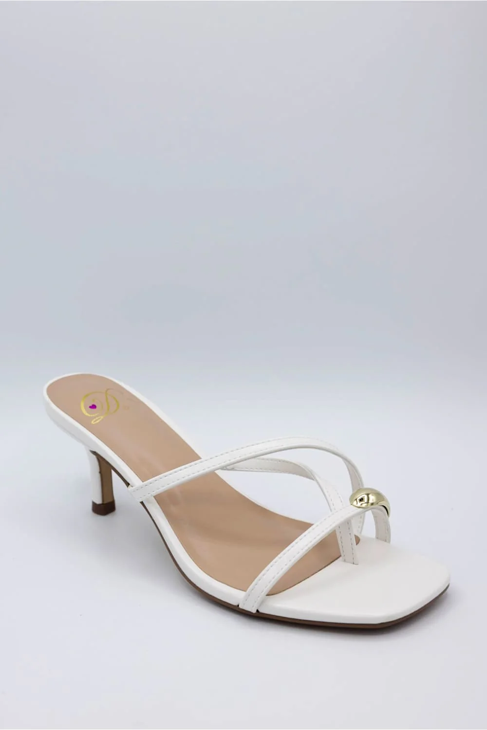 My Delicious Cane Kitten Heels for Women in White | CANE-WHITE