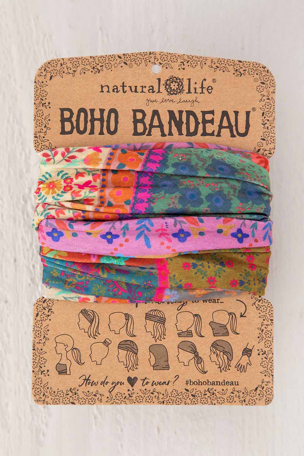 Natural Life Full Boho Bandeau Headband in Multi Patchwork | BBW324