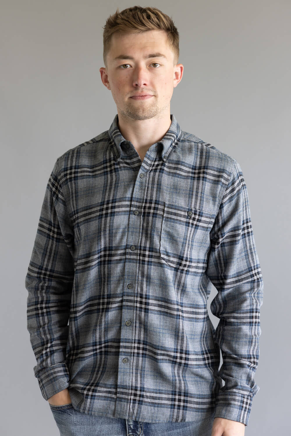 North River Brushed Plaid Button Up Shirt for Men