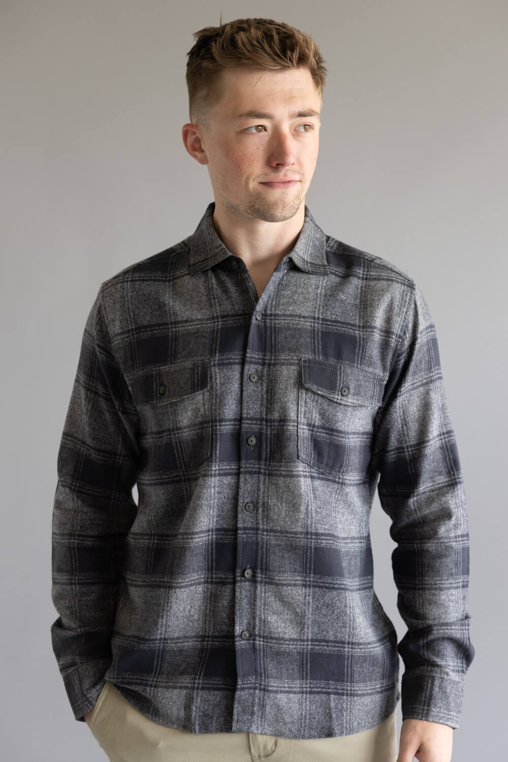 North River Twist Yarn Plaid Button Up Shirt for Men