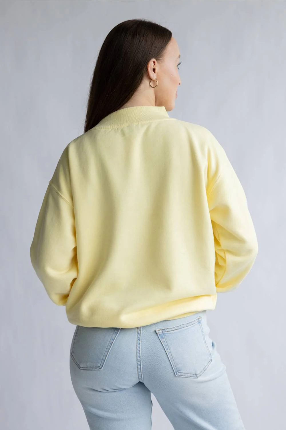 Clovier Oversized Mama Mock Neck Sweatshirt for Women in Light Yellow | GT099-LIGHTYELLOW - Image 3